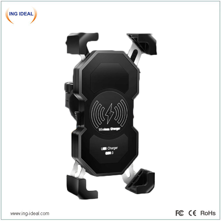 15w Fast Motorcycle Phone Holder With Wireless Charger