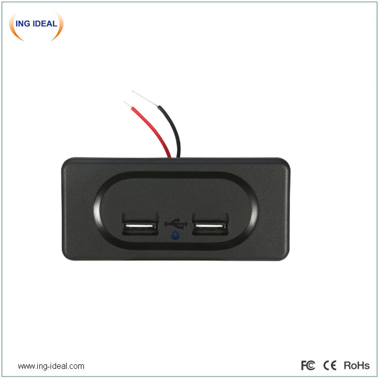 Built-In 12v 24v Dc Auto 4.8A Bus Usb Socket Dual