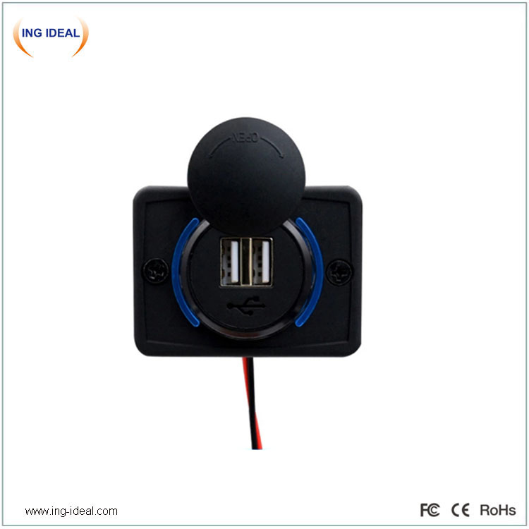 Flat Type Dc Auto Bus Usb Socket Dual 5v 2.4a 4.8 Amps